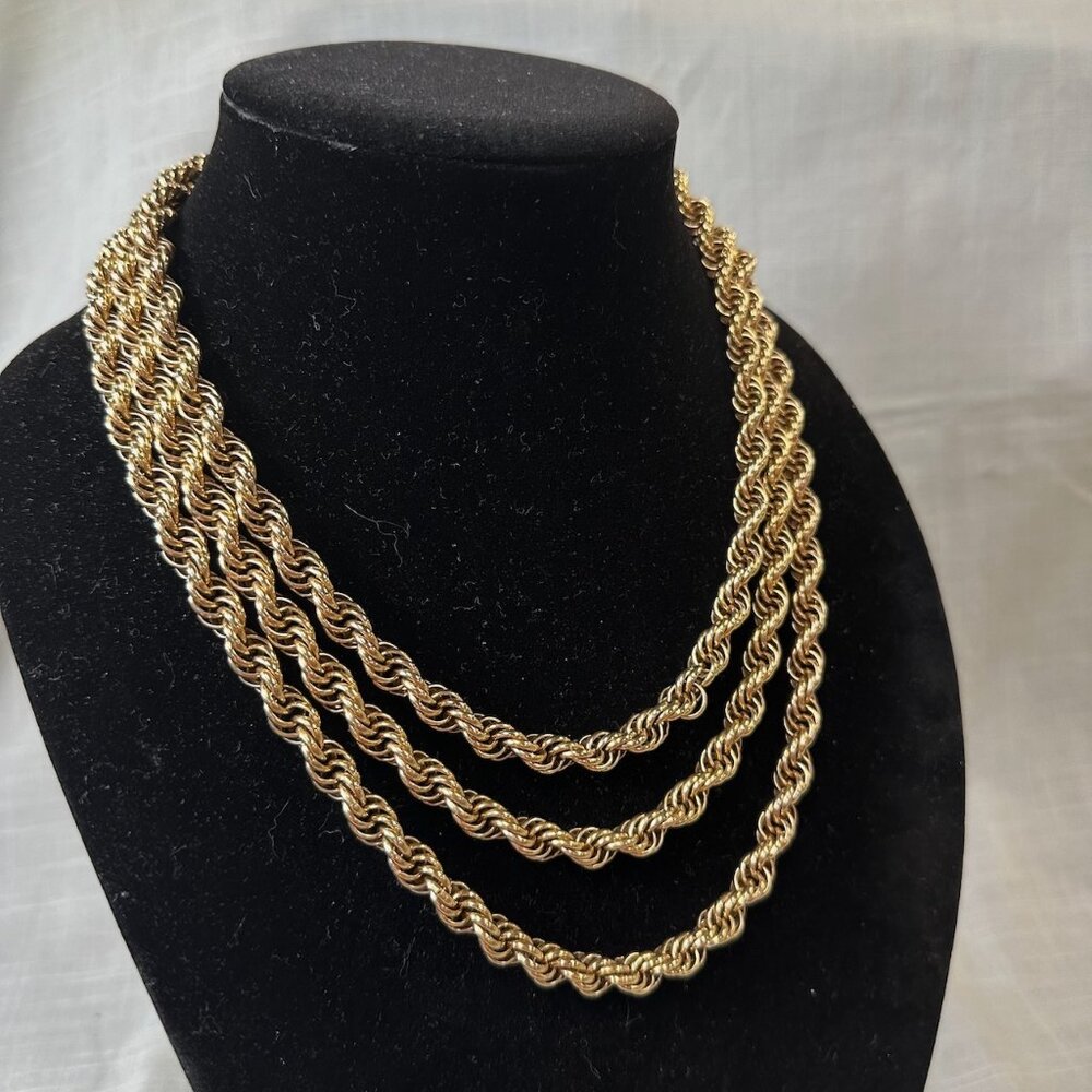Vintage Monet Gold Tone Twist Robe Chain 60" Necklace